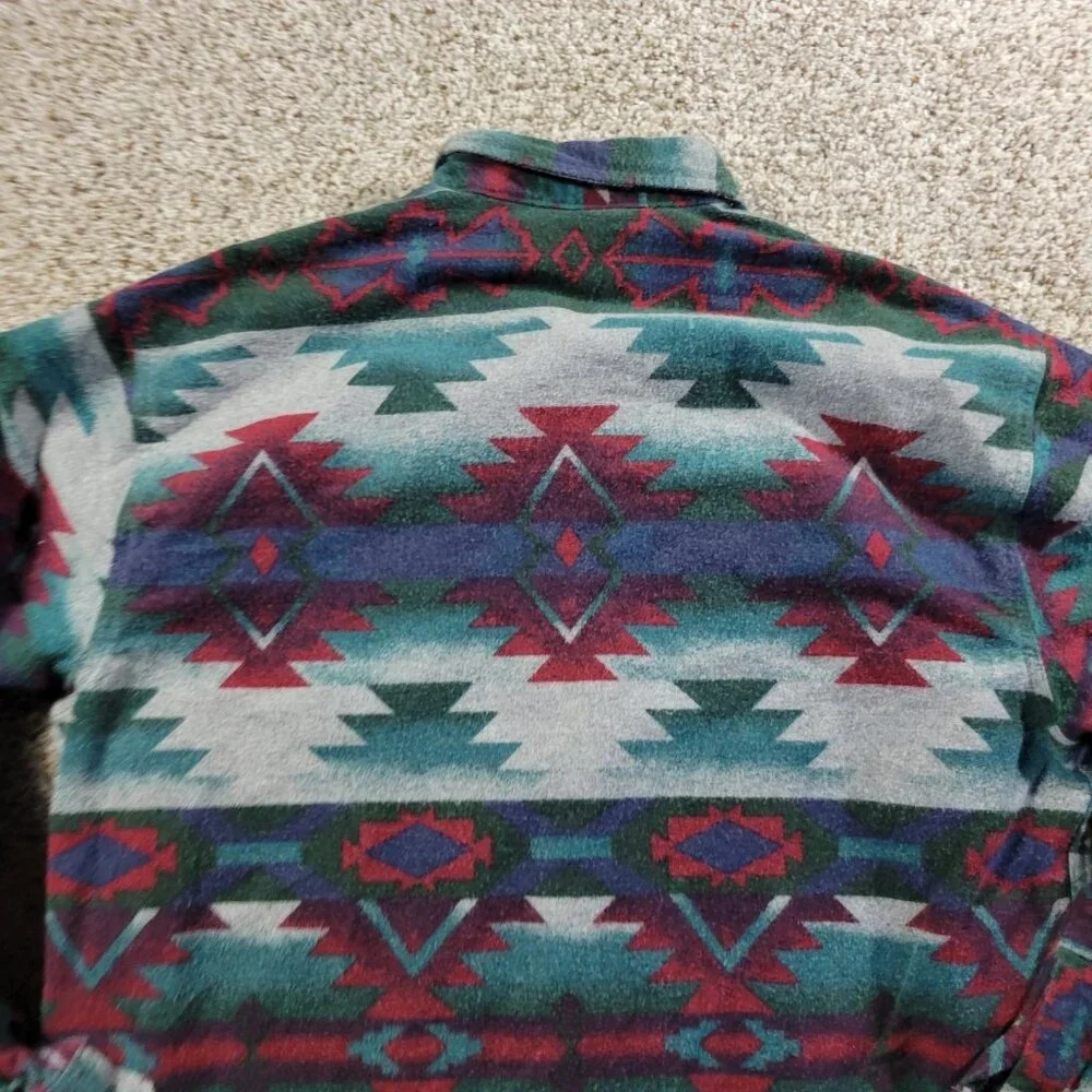 Cabela's Flannel Shirt Womens Large Multicolor Long Sleeve Aztec Southwestern - Picture 6 of 7
